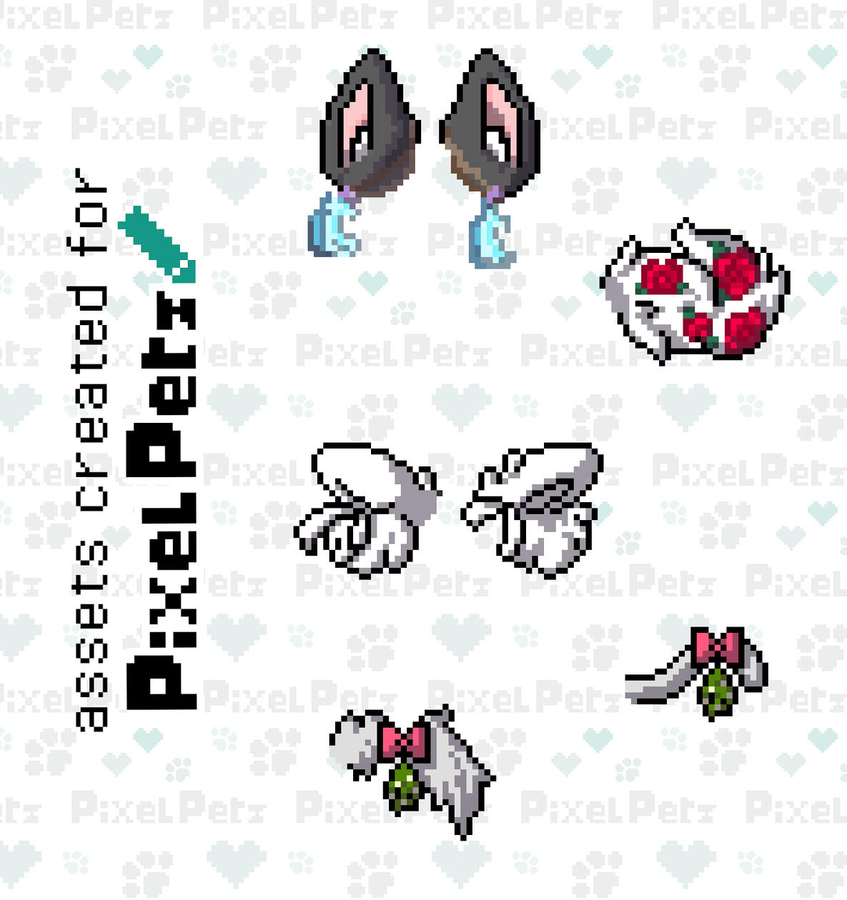Some of the assets I created for the game Pixel Petz.